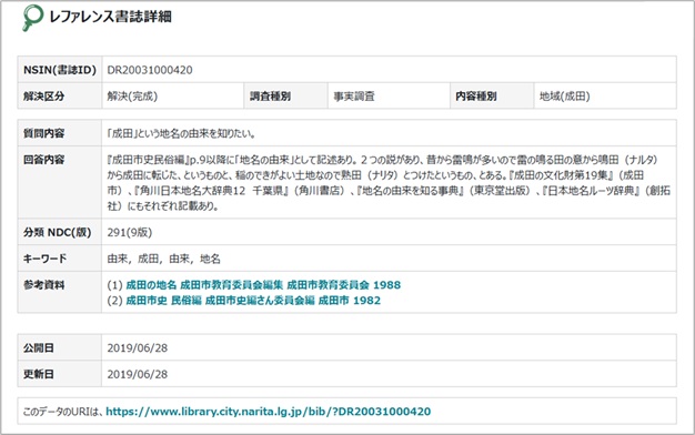 レファレンス事例の例