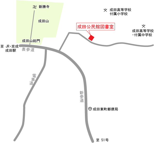 成田公民館図書室の地図