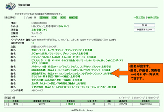 音楽資料の表示例